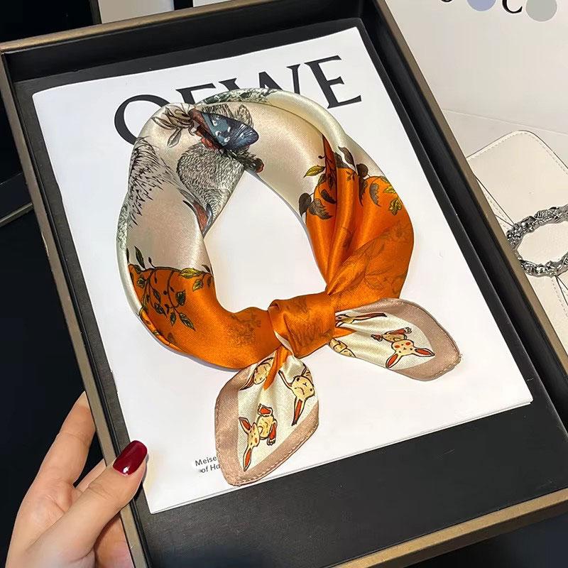 100% Natural Real Silk Scarf Women Mulberry Luxury Square Fashion Print Hair Neckerchief Schal Shawl Wraps Hijab Bandana Scarves