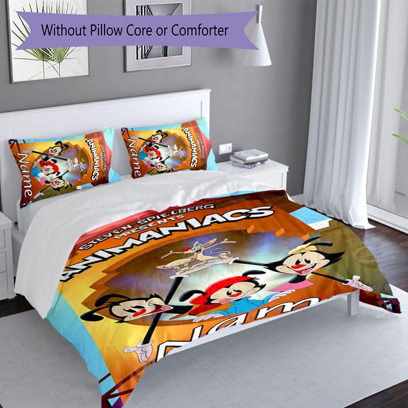 3pcs Custom Name Animaniacs Set,Includes 1 Duvet Cover and 2 Pillowcases,All-season Bedroom Decor