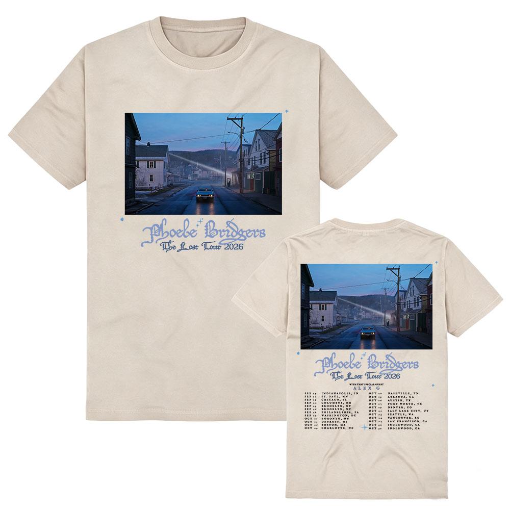 Футболка Phoebe Bridgers The Lost Tour 2026 Летняя с коротким рукавом Женская/Мужская Футболки Унисекс Уличная мода Футболки с круглым вырезом Топ