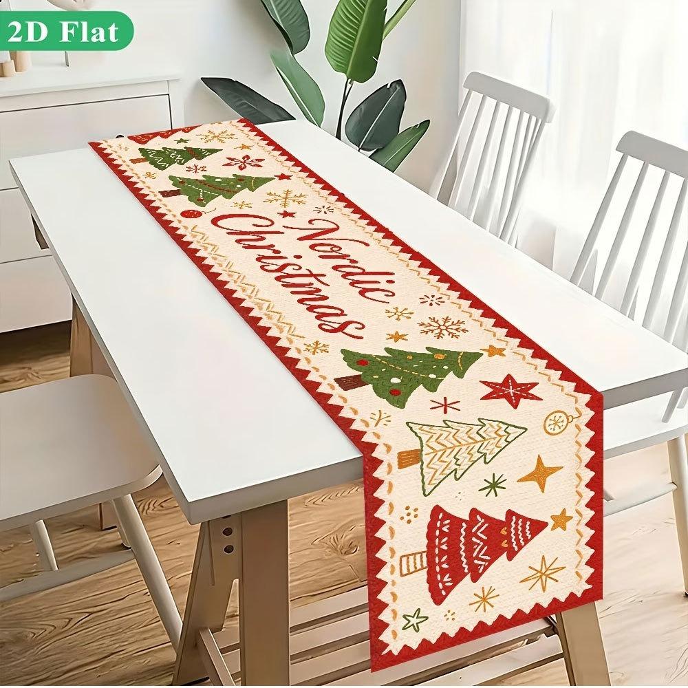 Soft Fabric Christmas Tablecloth Vintage Printed Xmas Table Flag Christmas Table Runner Christmas