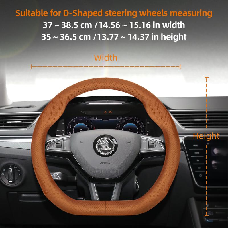 KTDJ9 Suitable for Skoda Ultra-Thin Breathable Leather Steering Wheel Cover Suitable for Octavia 2 3 A7 1 Superb Roomster A5