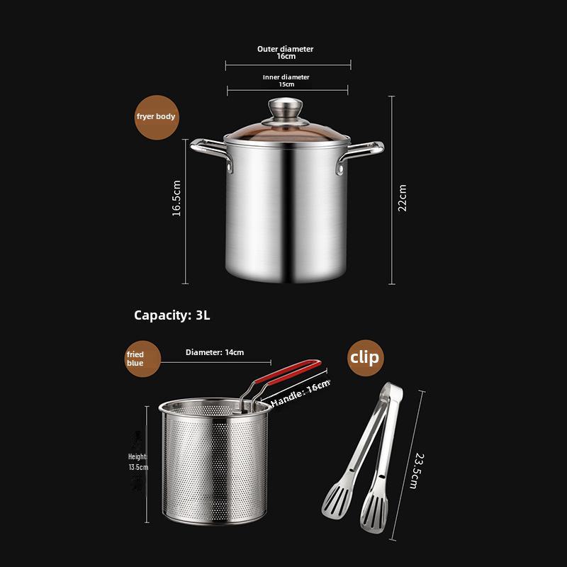 304 Stainless Steel Small Frying Pan with Filter for Induction Cooker - Mini, Fuel-Saving, Multifunctional