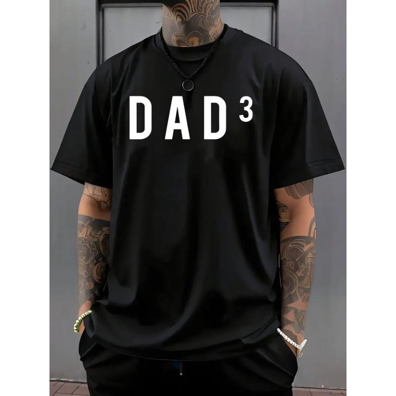 Повседневная мужская футболка с принтом логотипа «Dad 3» европейского размера, летняя мужская футболка с круглым вырезом и коротким рукавом, стильная и универсальная модная футболка с принтом и коротким рукавом.