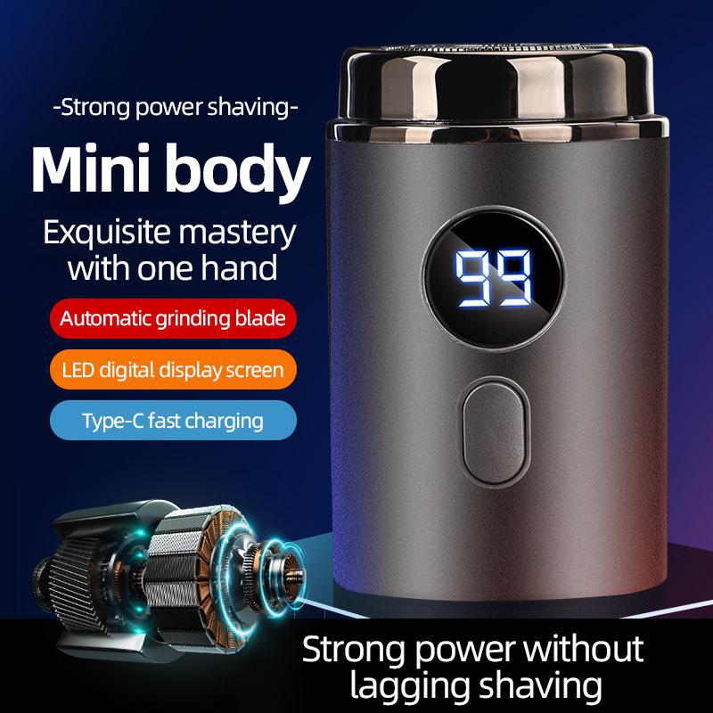 Portable Rechargeable Men's Electric Beard Shaver - Compact Travel Design