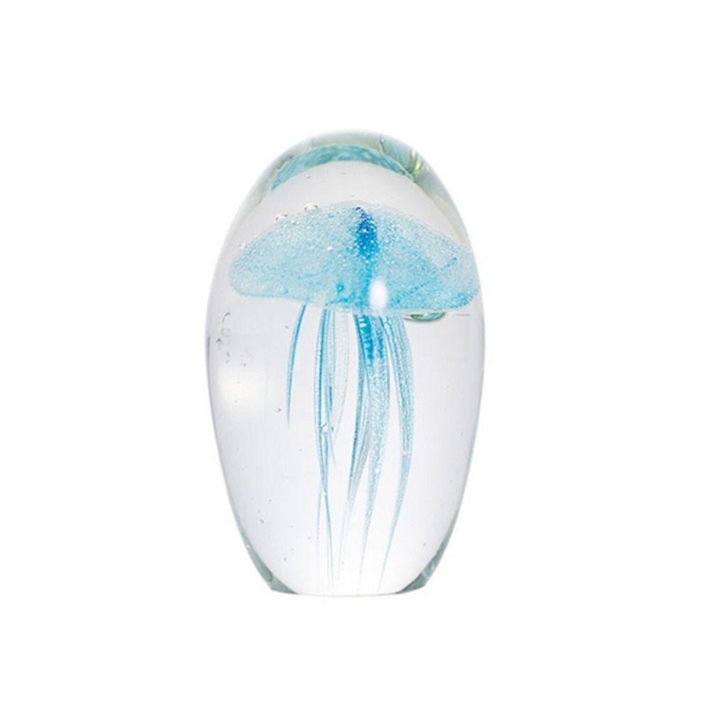 Craft Jellyfish Figurines Crystal Glass Craft Paperweight Table Ornaments Table Top Decor