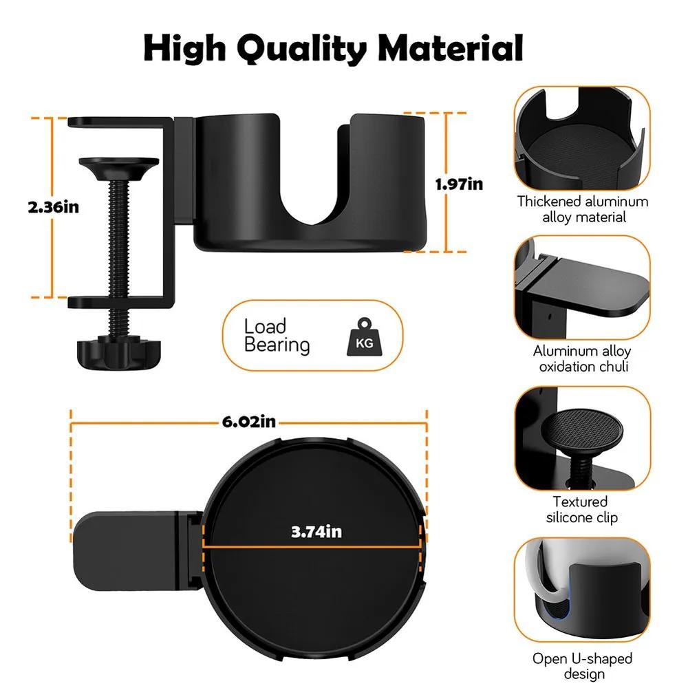 1pc Desk Cup Holder Universal Adjustable Upgraded Arm Clamp Stand for Coffee Mugs Water Bottles