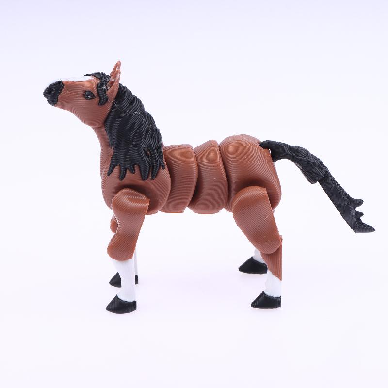 3D-печатная статуэтка лошади, многосуставная, подвижная, коричневая фигурка лошади, украшение для дома, офиса, рабочего стола, креативные подарки
