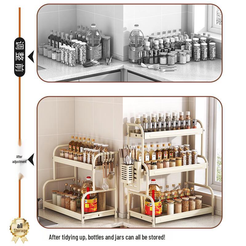 3-Tier White Carbon Steel Kitchen Organizer