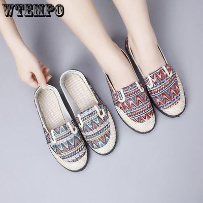 Тканевая обувь Женская обувь Холщовая обувь Рабочая обувь без шнуровки на плоской подошве