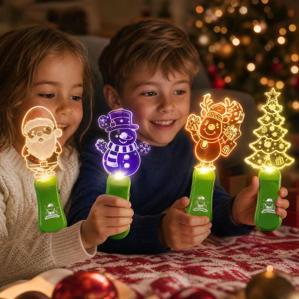Kids Christmas Handheld Stick Wand Toy with Music and Light for Holiday Party