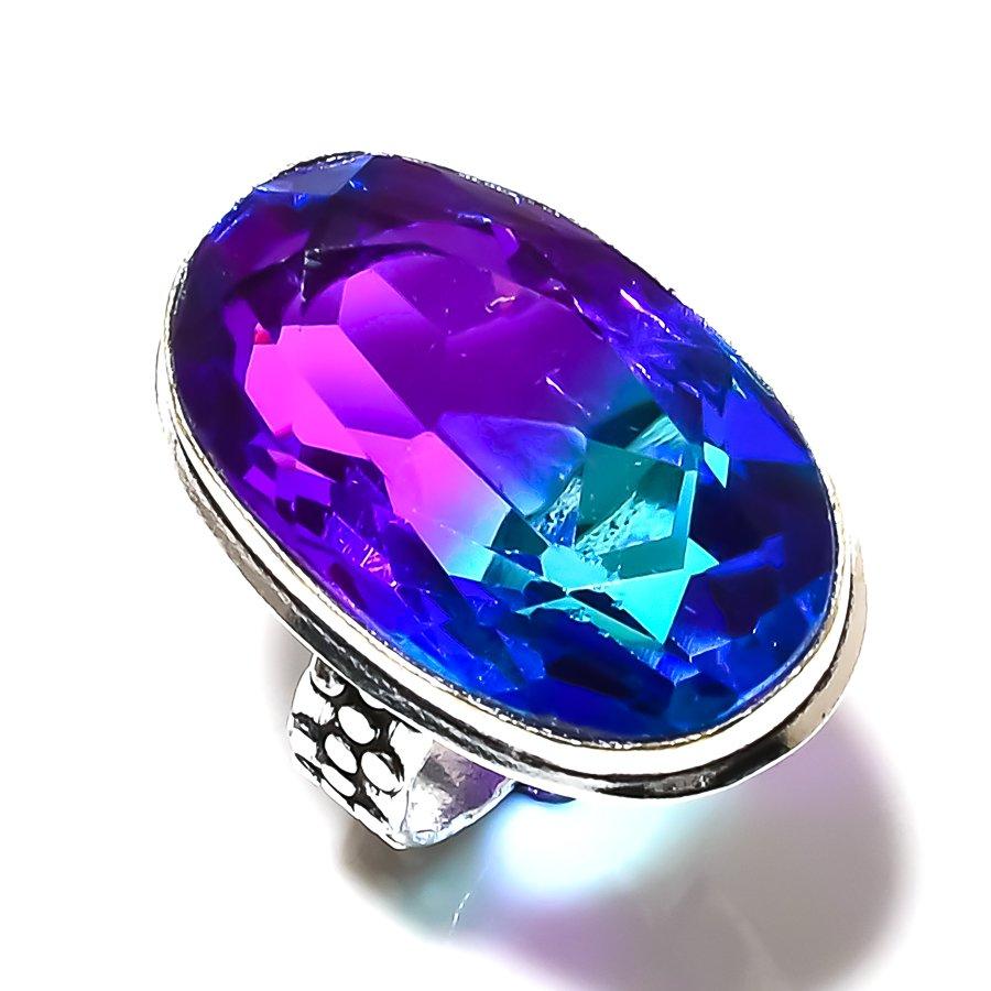 Bi-Color Tourmaline Gemstone 925 Sterling Silver Gift Jewelry Ring Size 7.5