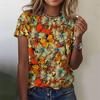 Women's 3D Butterfly Printed T-shirt, Colorful Insect Pattern T-shirt, Summer Casual Shorts, Round Neck Loose Sleeve T-shirt