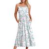 Women's Long Beach Casual Elegant Spaghetti Strap Maxi Dress Floral Low-key Flowing Bohemian Dress