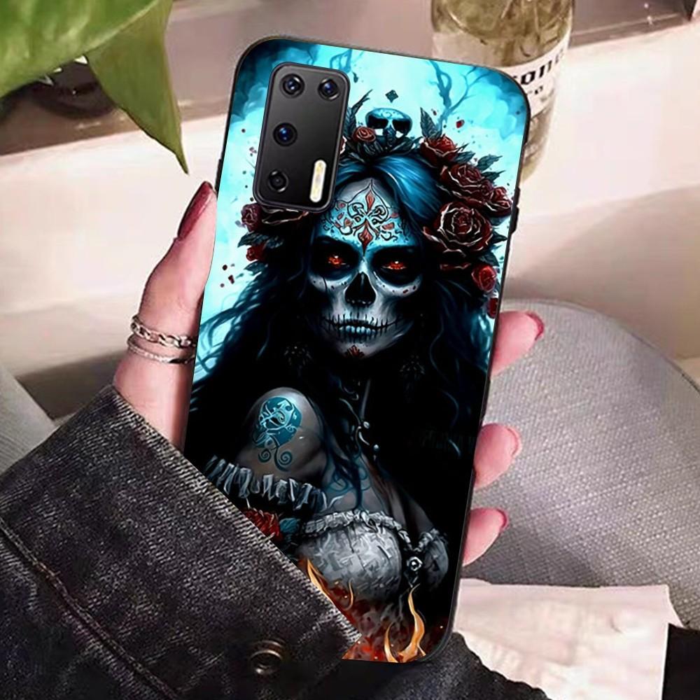 Catrina Beautiful Rose Girl Skull Phone Case For Huawei P 8 9 10 20 30 40 50 Pro Lite Psmart Honor 10 Lite 70 Mate 20lite