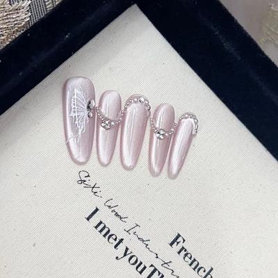 Чисто ручная работа Фототерапия Носимые накладные ногти Лаванда. Готовые накладные патчи для ногтей.