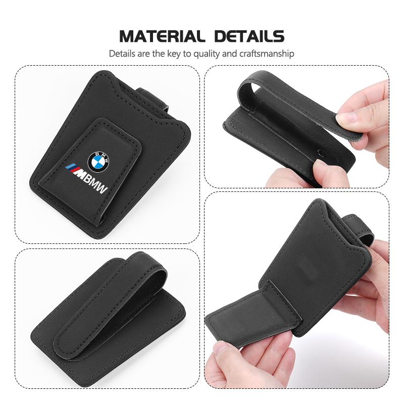 Leather Car Sun Visor Glasses Clip Hanging Sunglasses Organizer Holder Accessories For BMW E87 E70 E91 E30 G20 E92 E93 E60 E46