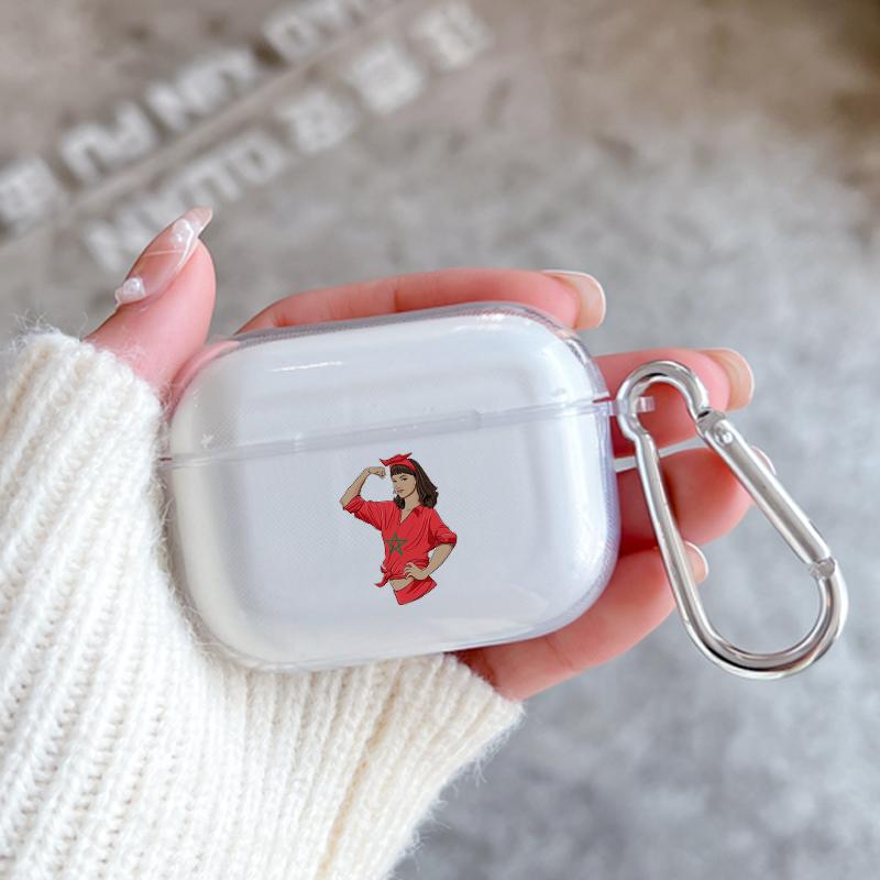 Силиконовый чехол для Apple Airpods 2 1 Чехлы для наушников с крючком Флаг Марокко Футбол Для Airpod Pro 3 Pro2 Прозрачные защитные чехлы
