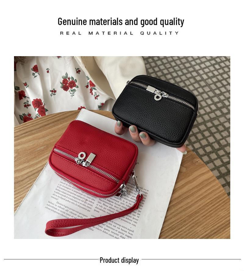 Women's Minimalist Genuine Leather Coin & Key Purse - Double Zipper Design for Lipstick & Coin Storage (2025 Edition)