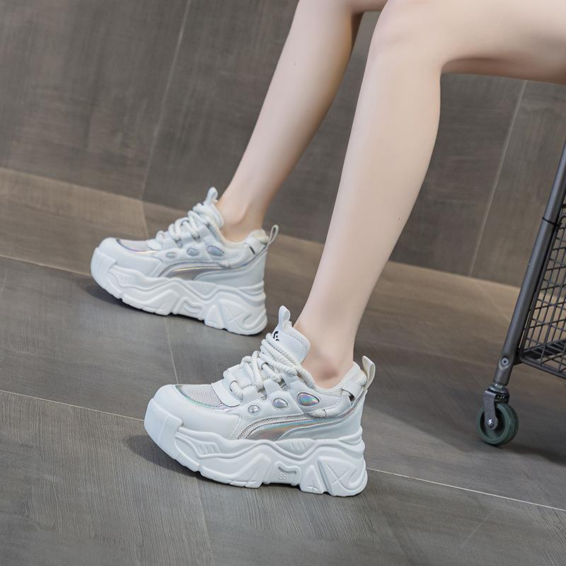 Inner Height-increasing Dad Shoes Women's Thick-soled Transparent Net Casual Fashion Sports Versatile Tide Muffin Women's Shoes