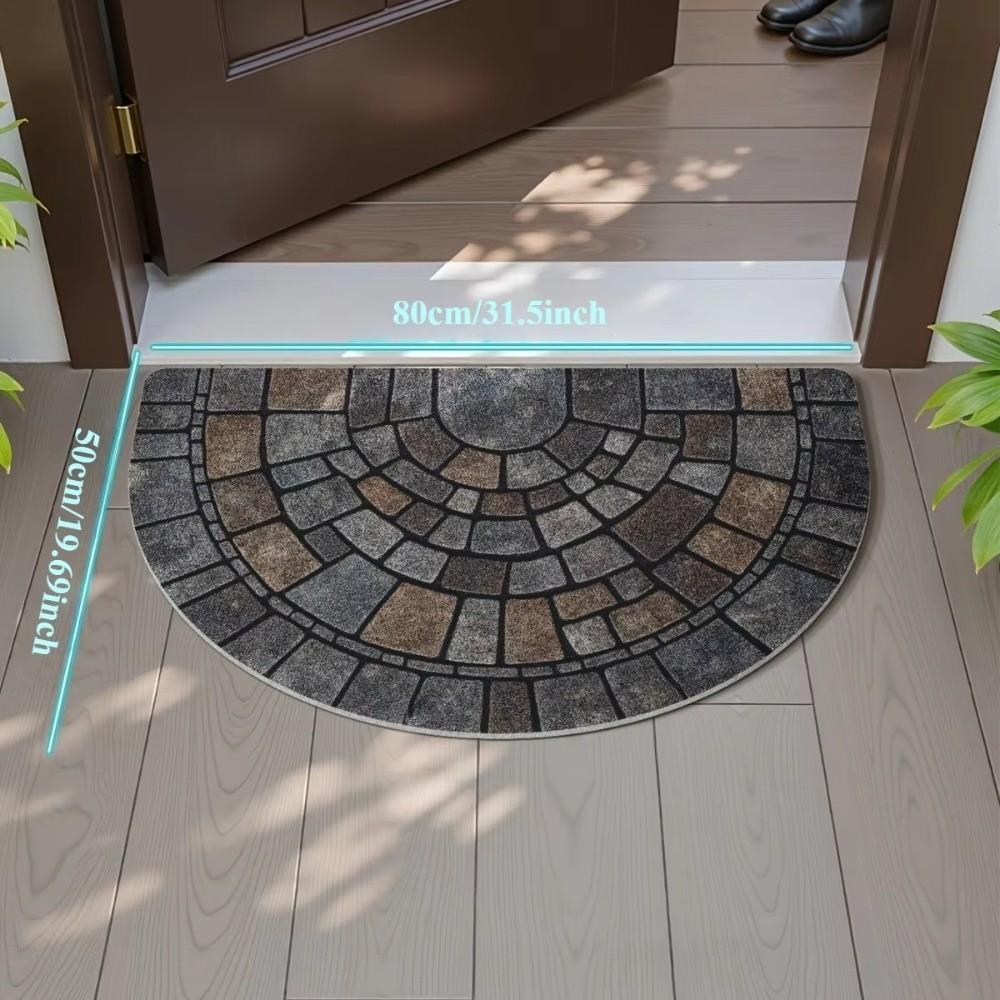 Absorbent Half-Circle Door Mat Soft Non-Slip Floor Mat Unique Semi-Round Entry Mat  Front Door