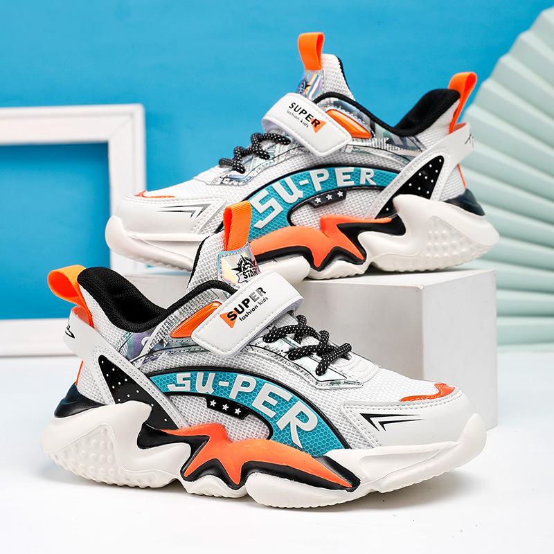 2025 New Children's Shoes Spring Mesh Sneakers Boys and Girls Velcro Comfortable Single Shoes Medium and Older Children's Tide Shoes
