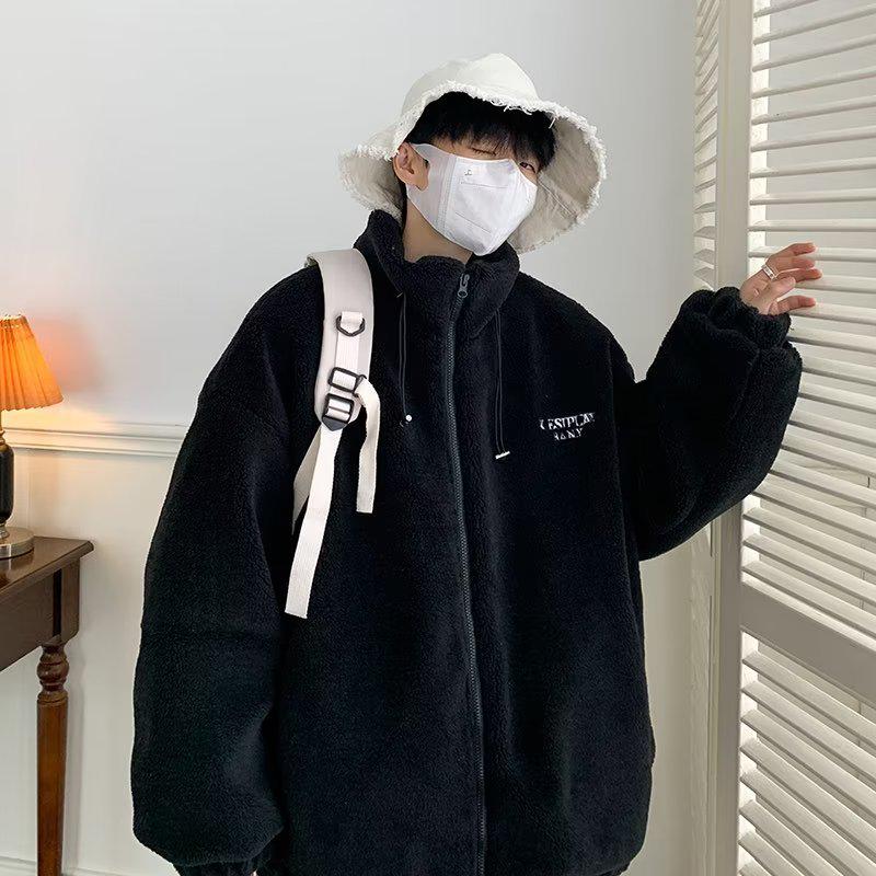 Men's Korean Style Loose Polar Fleece Jacket - Thickened Casual Autumn/Winter Trend