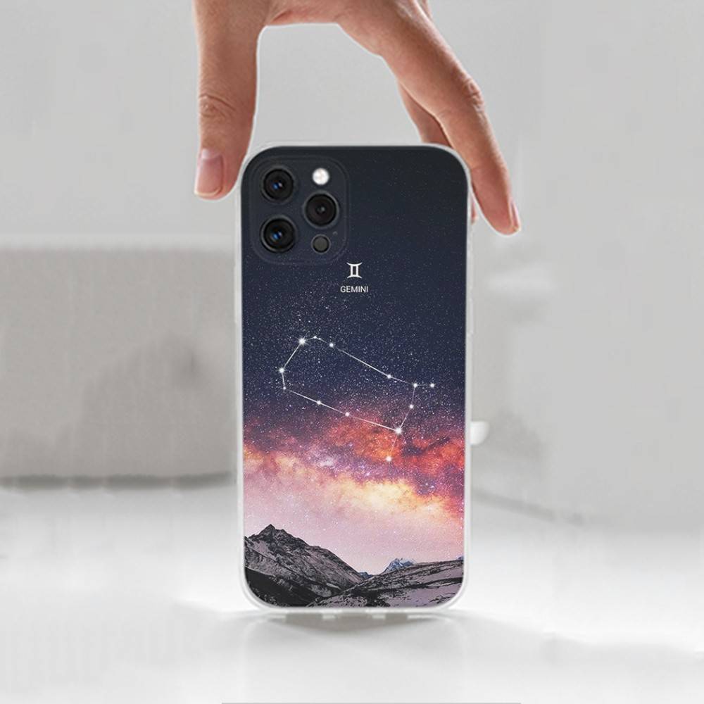 Чехол "Двенадцать созвездий" для iPhone X, 14, 16, Mini, XS, SE, 12, 15, Pro, 17, Plus, 11, Max, 13, XR, Прозрачный мягкий чехол