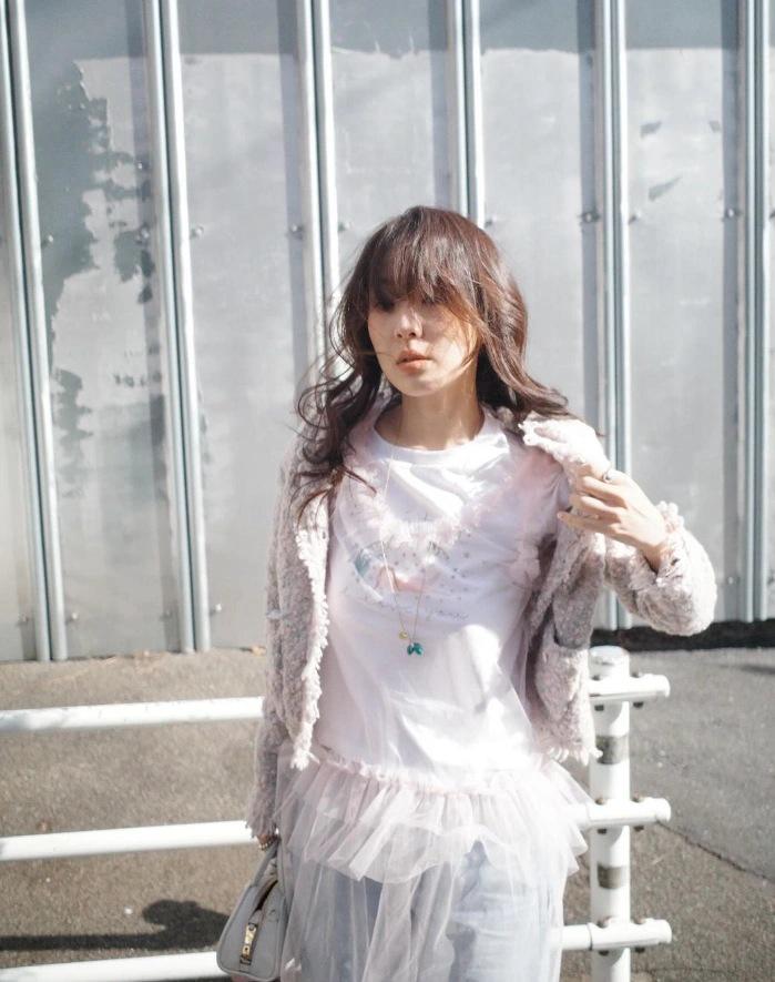 In-Stock: Korean Cotton Round Neck Print T-Shirt - Lily Girl 2025 Summer Slim-Fit Casual Top