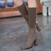 Женские высокие сапоги Обувь на высоком каблуке Бренд Массивные сапоги-носки Дизайнерские 2025 Зима Новые Туфли на каблуке с квадратным носком Сексуальные туфли-лодочки