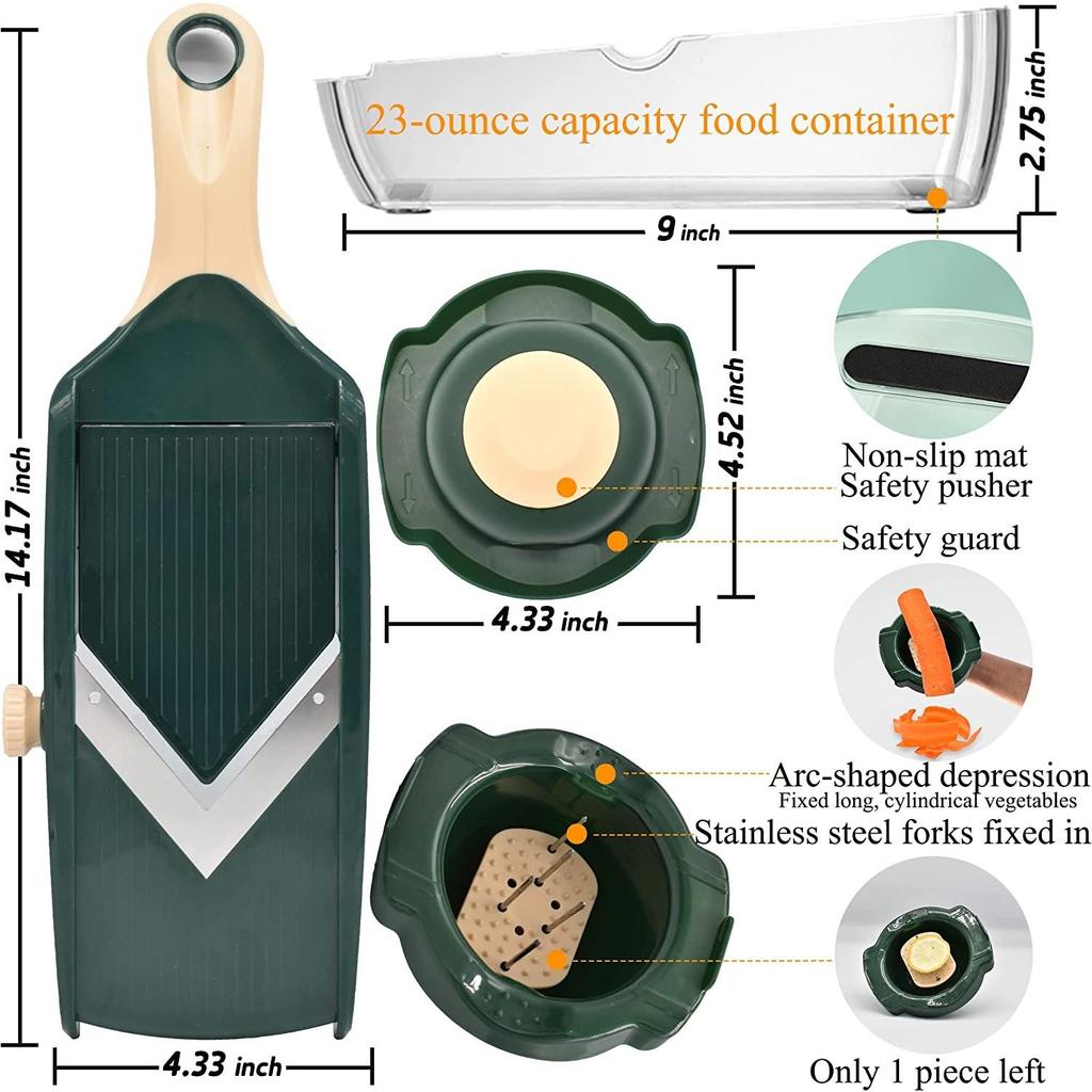 Adjustable Mandoline Food Slicer for Kitchen,Ultra Sharp V-blade Vegetable Slicer with Container