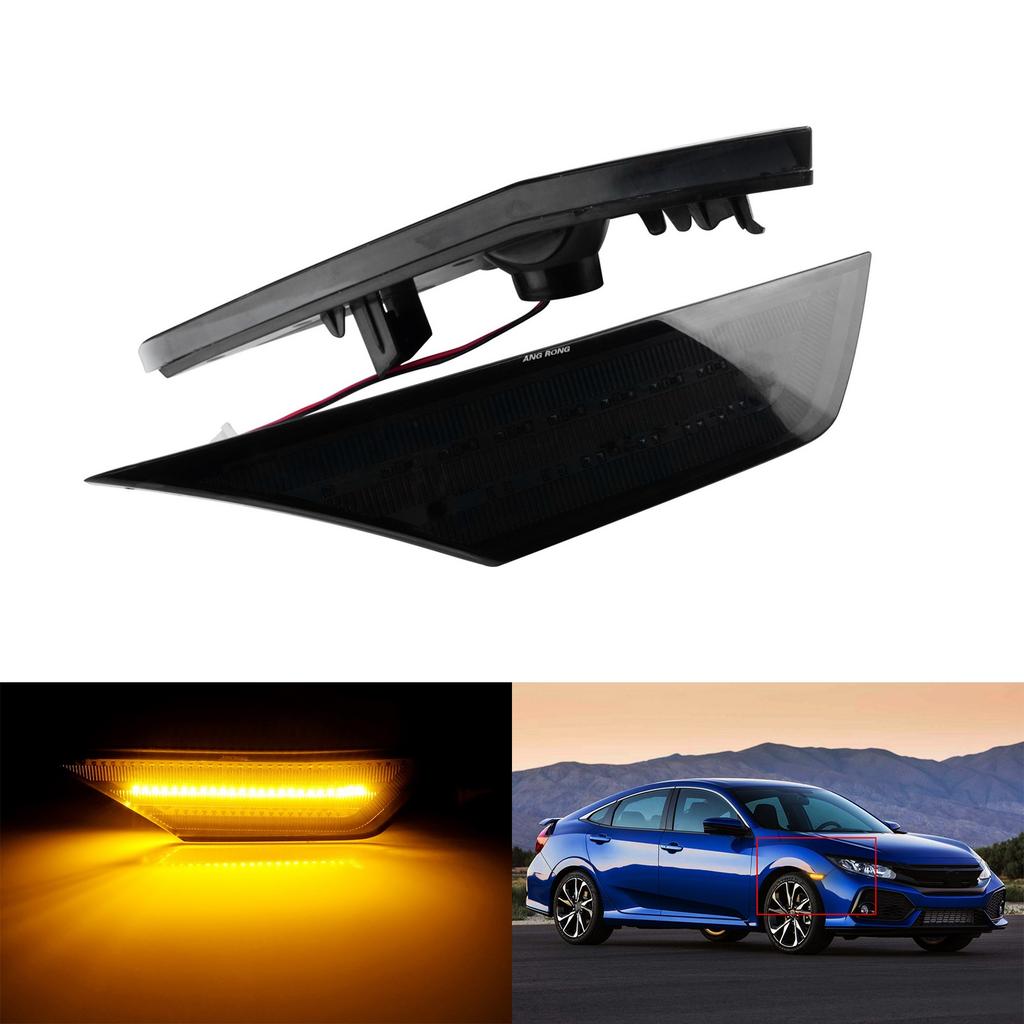 Front LED Side Indicator Marker Light for Honda Civic X 10th Gen 2016-2020 LED Daytime Running Light Side Marker Signal Lamp DRL