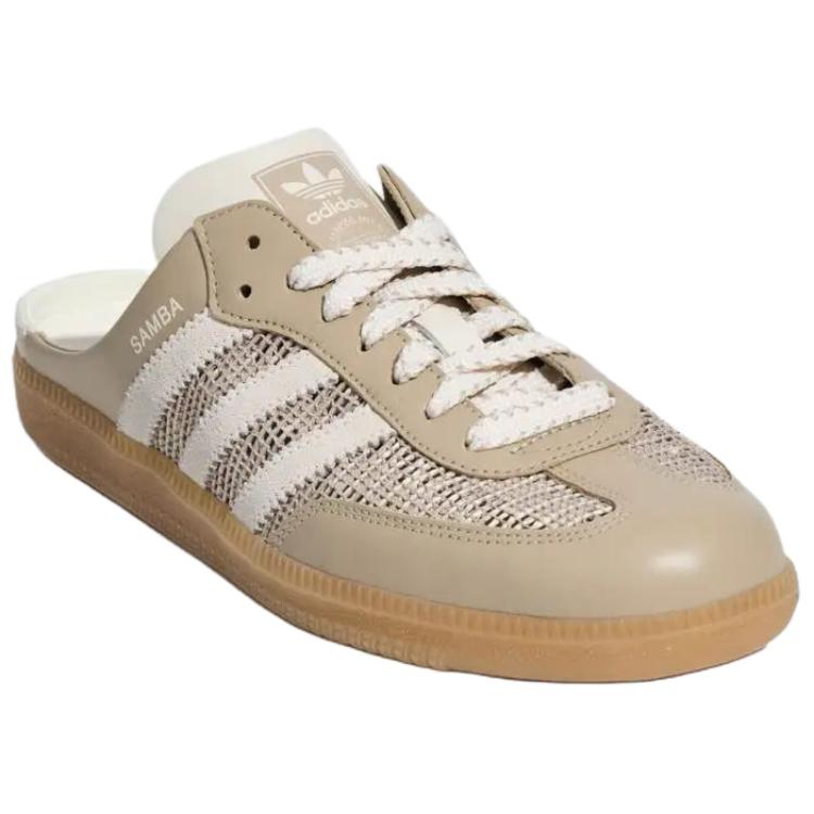 adidas Оригинальные женские тапочки Samba с закрытым носком, цвет хаки, HP5054