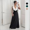 Dinner Wedding Party High Feeling Elegant Style V Neck Color Collision Sleeveless Dresses