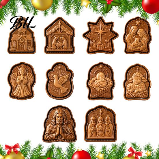 Fondant Decorating Tools Christmas Mini Pie Mold, Festive Faith Inspired Dough Press And Cookie Makers Cutter, Religious Stamp for Seasonal