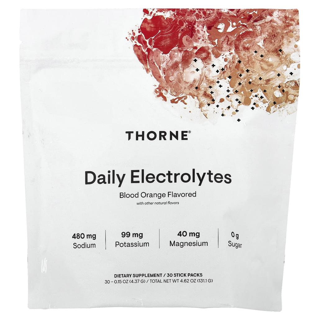 Thorne Daily Electrolytes, Blood Orange, 30 Stick Packs, 4.37g (0.15oz) Each