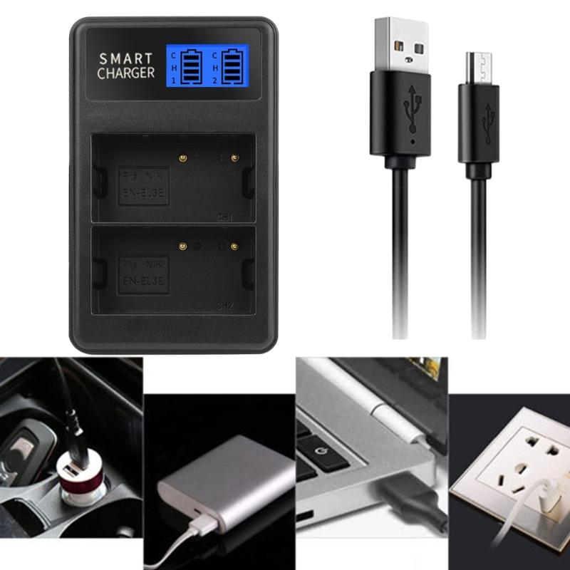 EN-EL3E EN-EL3 Двухслотовый ЖК-дисплей Портативное USB Зарядное устройство для аккумуляторов камеры для D90 D80 D300S D300 D700 D200 Камеры