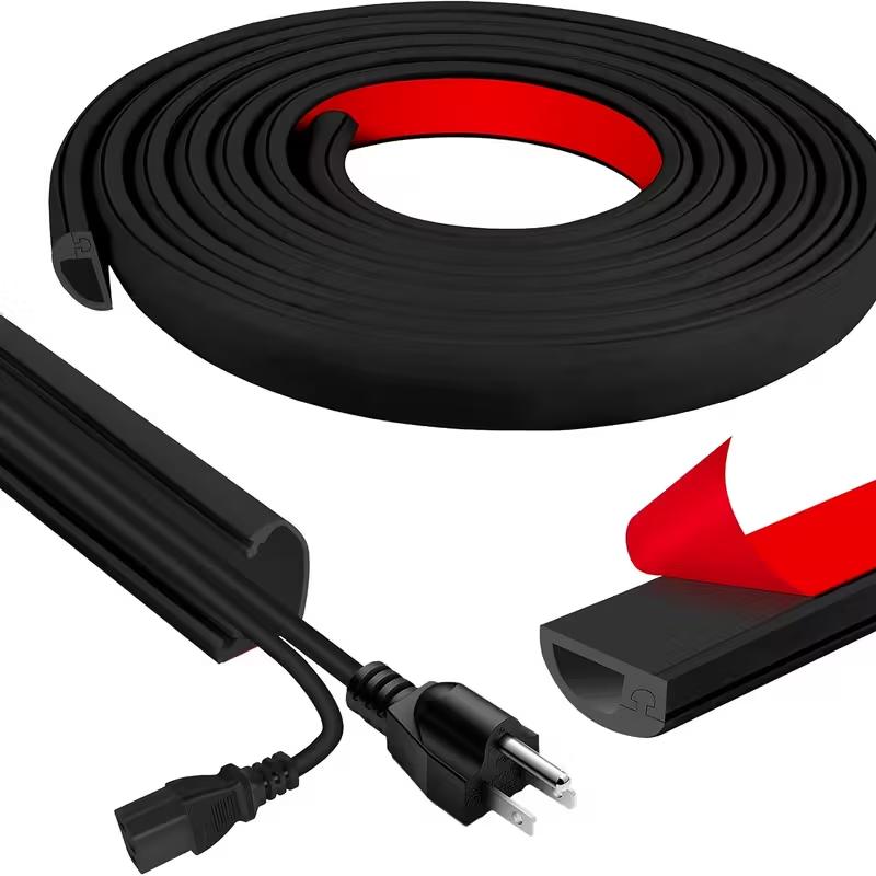 1PC 1/2/3meters Flexible Floor Cable Cover Cord Self-Adhesive All Cord Hider Internet Wire Duct Duct Slot Cable Manage