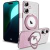 Protective Case - Silicone - for iPhone 16 - Shockproof - Rotating Magnetic Stand - Pink