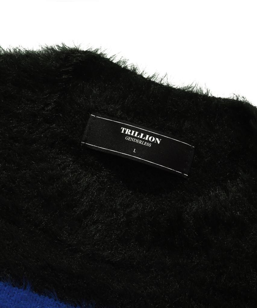TRILLION Hairy Brush Striped Crew Neck Knit (Blue)