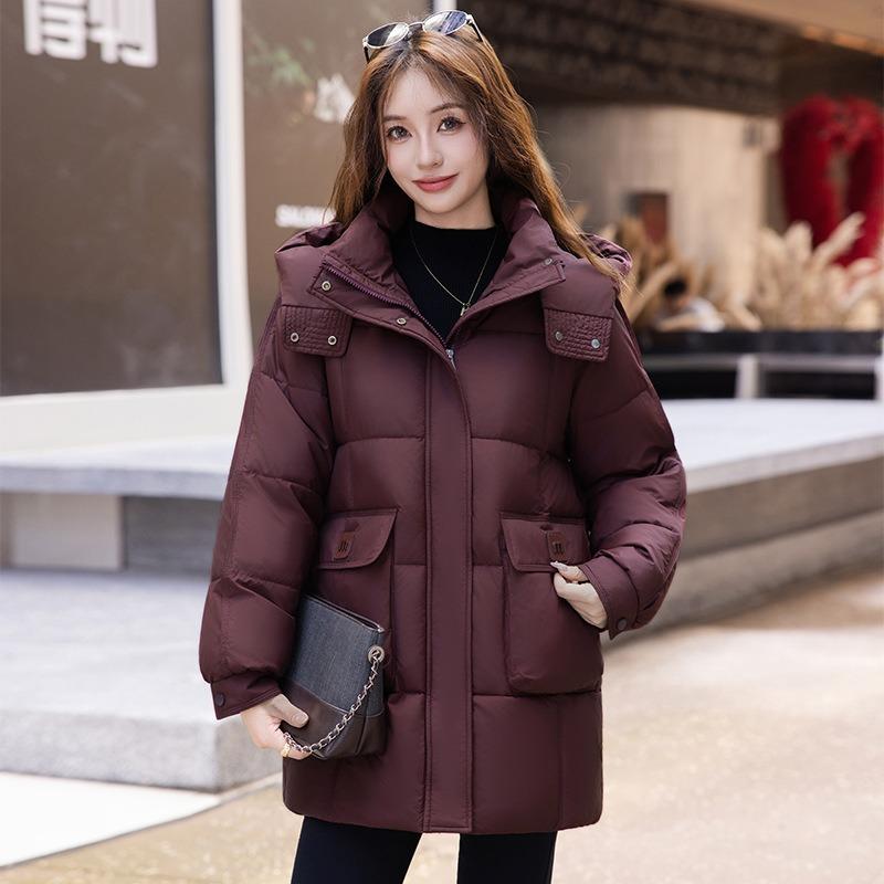 Winter New Down Cotton-padded Clothes Women's Medium and Long Thickened Cotton-padded Clothes Fashion Loose Hooded Warm Cotton-padded Jacket