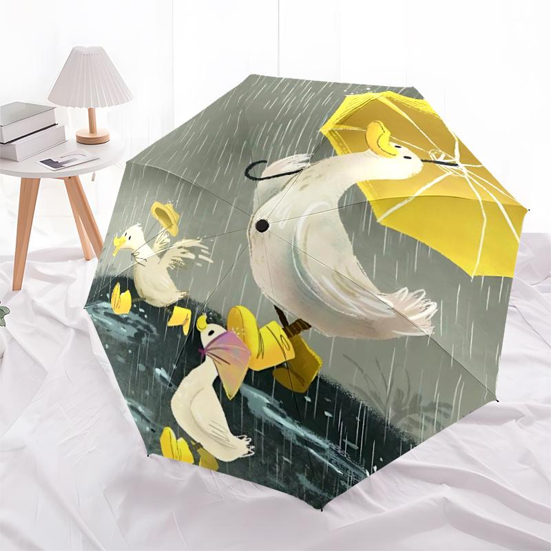 1pc Ducks Rainy Day One Umbrella a Plastic Hle, Compact Stylish, with a Vibrant Cartoon Pattern, Perfect Home, Travel