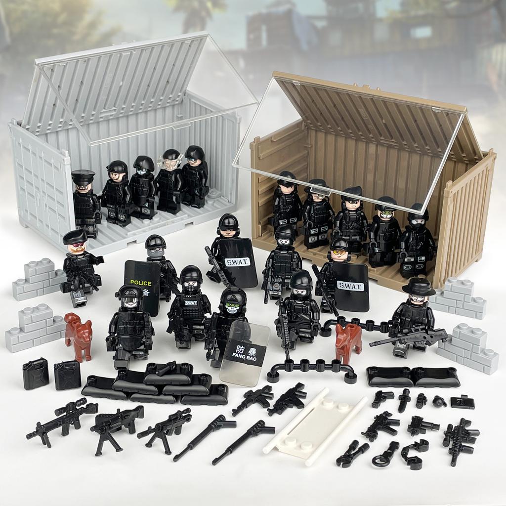 Контейнер Специальная полицейская фигурка Малый Детский Военный Кукольный Набор Детский Сборный Строительный Блок Игрушка Сянцзян