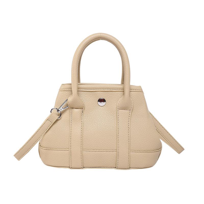 Solid color temperament lychee pattern portable small bag women's versatile senior sense business commuter style messenger bag