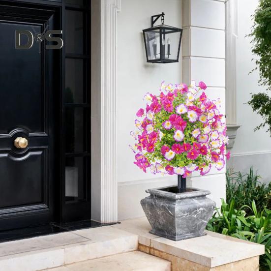 Искусственные цветы ипомеи, искусственный куст ипомеи с колышком для установки в грунт, реалистичная искусственная зелень, кустарники для улицы, для дома, для фермерского дома, для крыльца, для патио