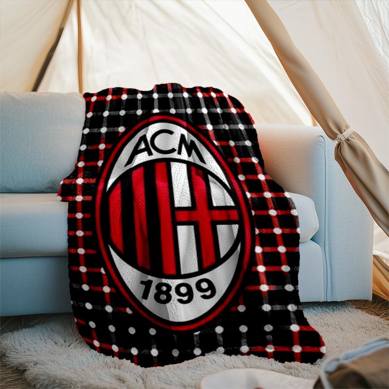 1PC Milan Football club Printed Soft Flannel Blanket Throw for Adult Bedroom Living Room Sofa Camping Travel Fan gifts Christmas Gifts