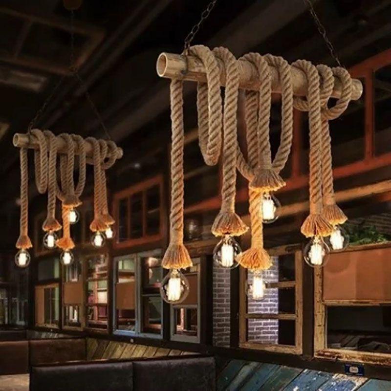 High-end Single/double Head Rope Pendant Light Lamp For Charming Vintage Dcor