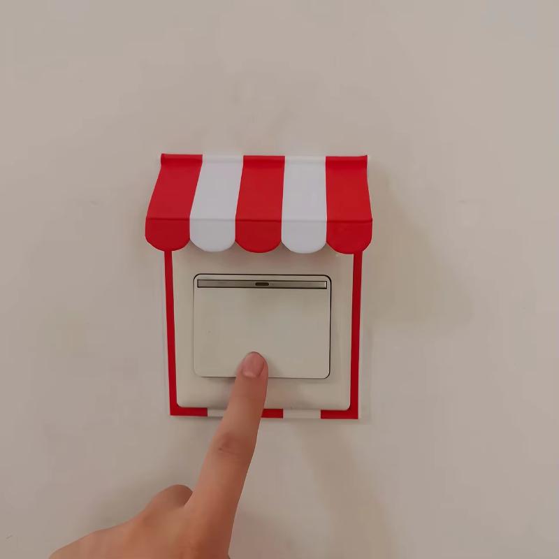 3D-печатная крышка панели переключателей Милая форма навеса Защитная рамка розетки Декор Настенная наклейка Для дома Спальни Настенное украшение