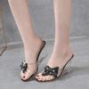 Women's High-Heeled Sandals Summer All-Match Simple Women's Shoes Beveled Transparent Heels