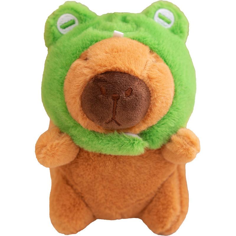 Orange Hat Frog Capybara With Backpack Plush Keychain Toy Decoration Pendant