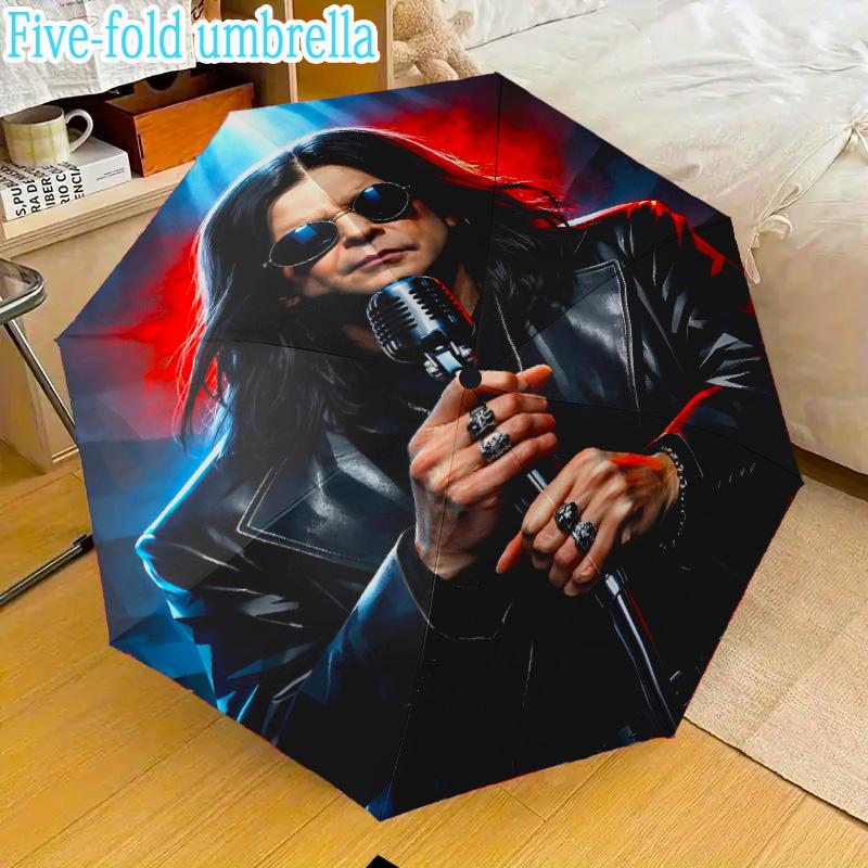 Ozzy Metal Legend Mini Umbrella, 5-Fold, Lightweight, Retractable Umbrella Features 8 Ribs, Ideal for Outdoor Use Birthday Gifts